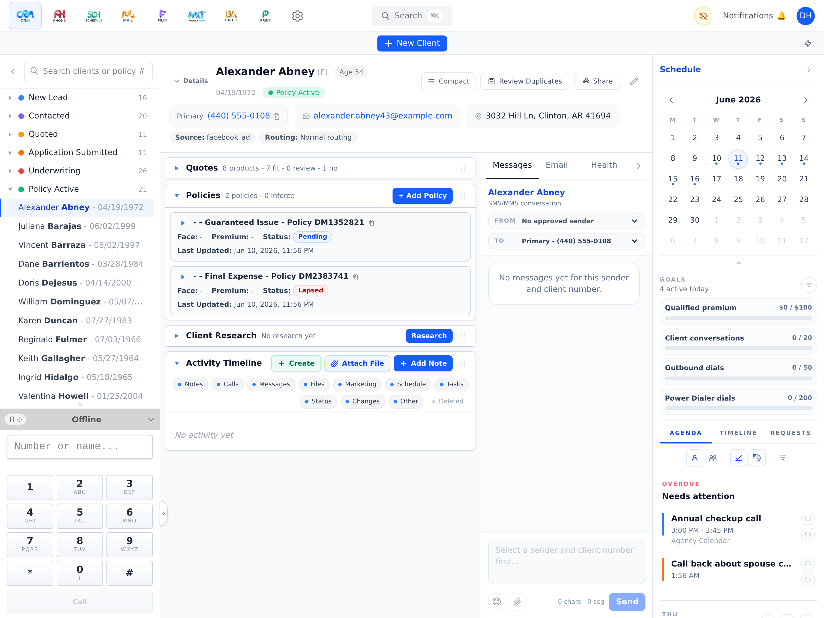 CRM in the Workganic demo workspace.