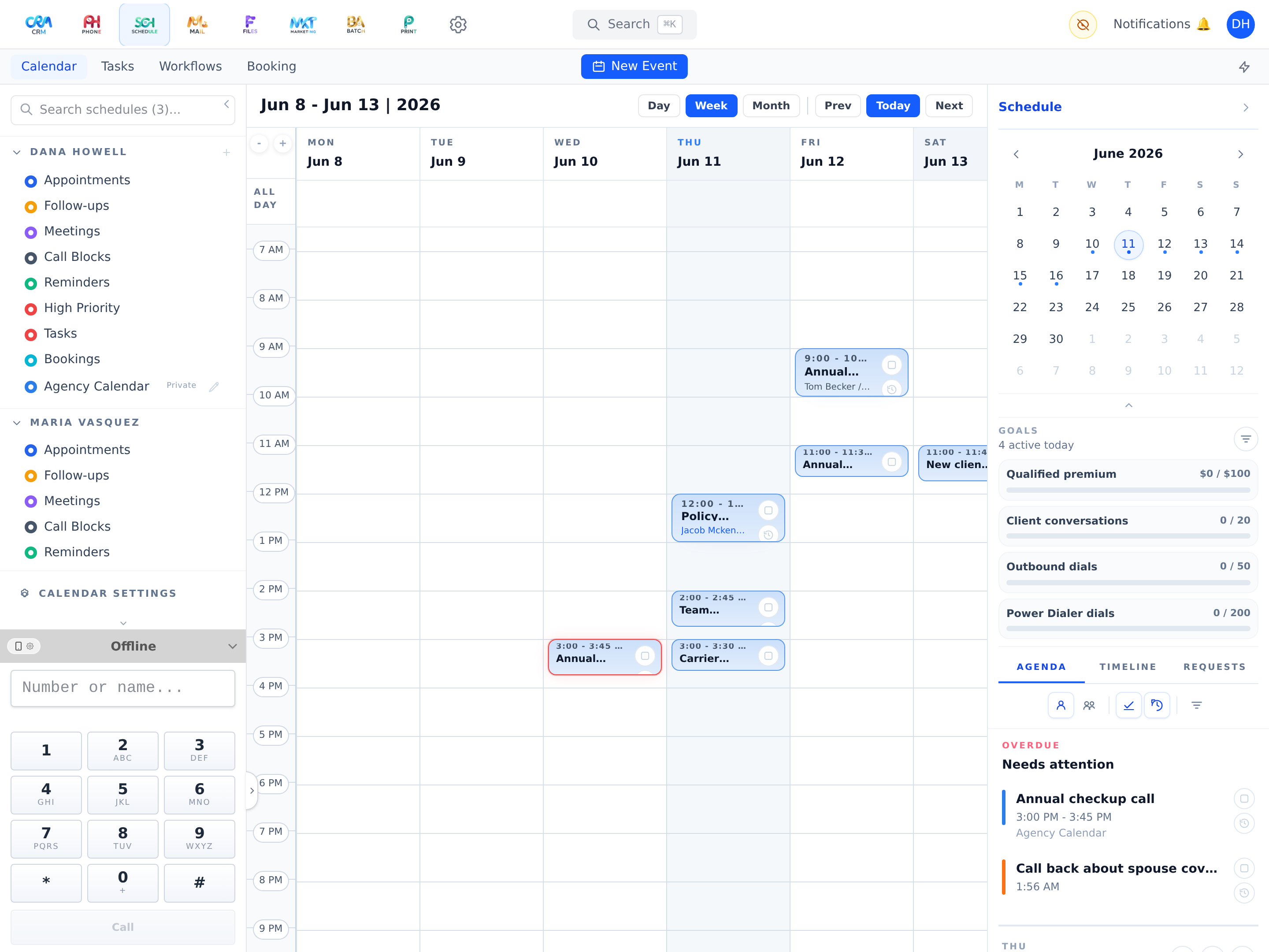 Schedule in the Workganic demo workspace.